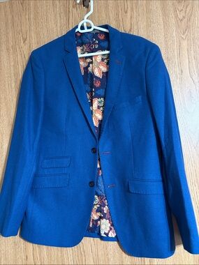 Paisley & Gray Blue Men's Sport Coat with Floral Lining